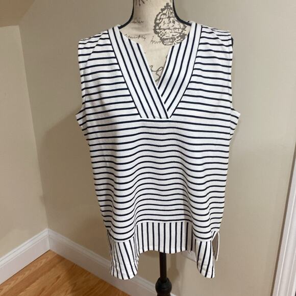 Jones New York stripe v neck sleeveless - Picture 8 of 9